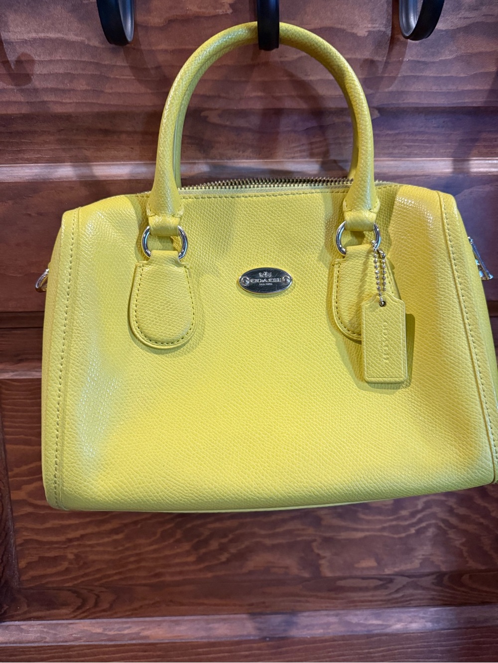 Coach Mini Bennett Yellow Structured Leather Satchel Handbag
